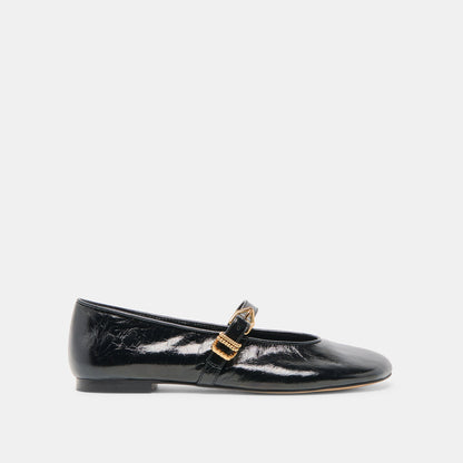 Alizza Midnight Crinkle Patent Ballet Flats | Dolce Vita