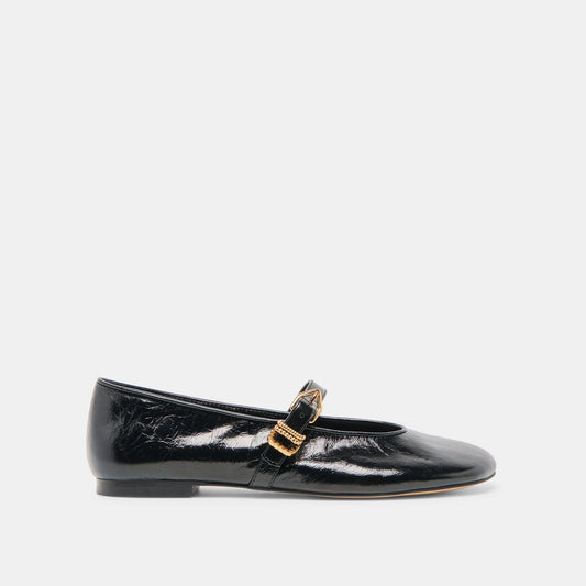 Alizza Midnight Crinkle Patent Ballet Flats | Dolce Vita