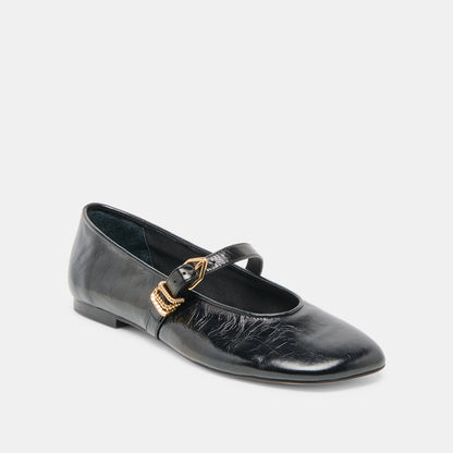 Alizza Midnight Crinkle Patent Ballet Flats | Dolce Vita