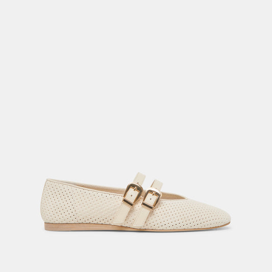 BAYLEE BALLET FLATS BONE PERFORATED SUEDE | Dolce Vita