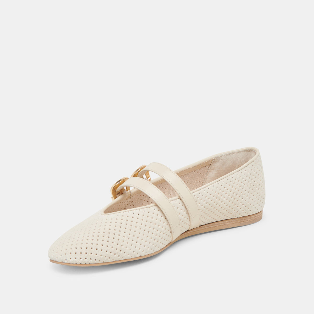 BAYLEE BALLET FLATS BONE PERFORATED SUEDE | Dolce Vita