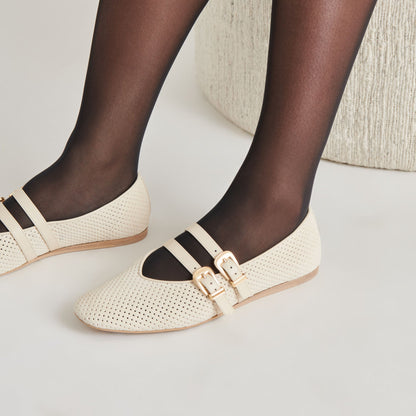 BAYLEE BALLET FLATS BONE PERFORATED SUEDE | Dolce Vita