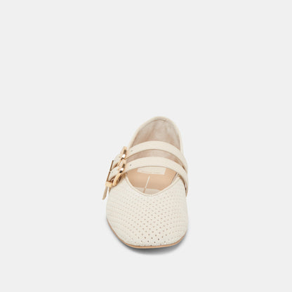 BAYLEE BALLET FLATS BONE PERFORATED SUEDE | Dolce Vita