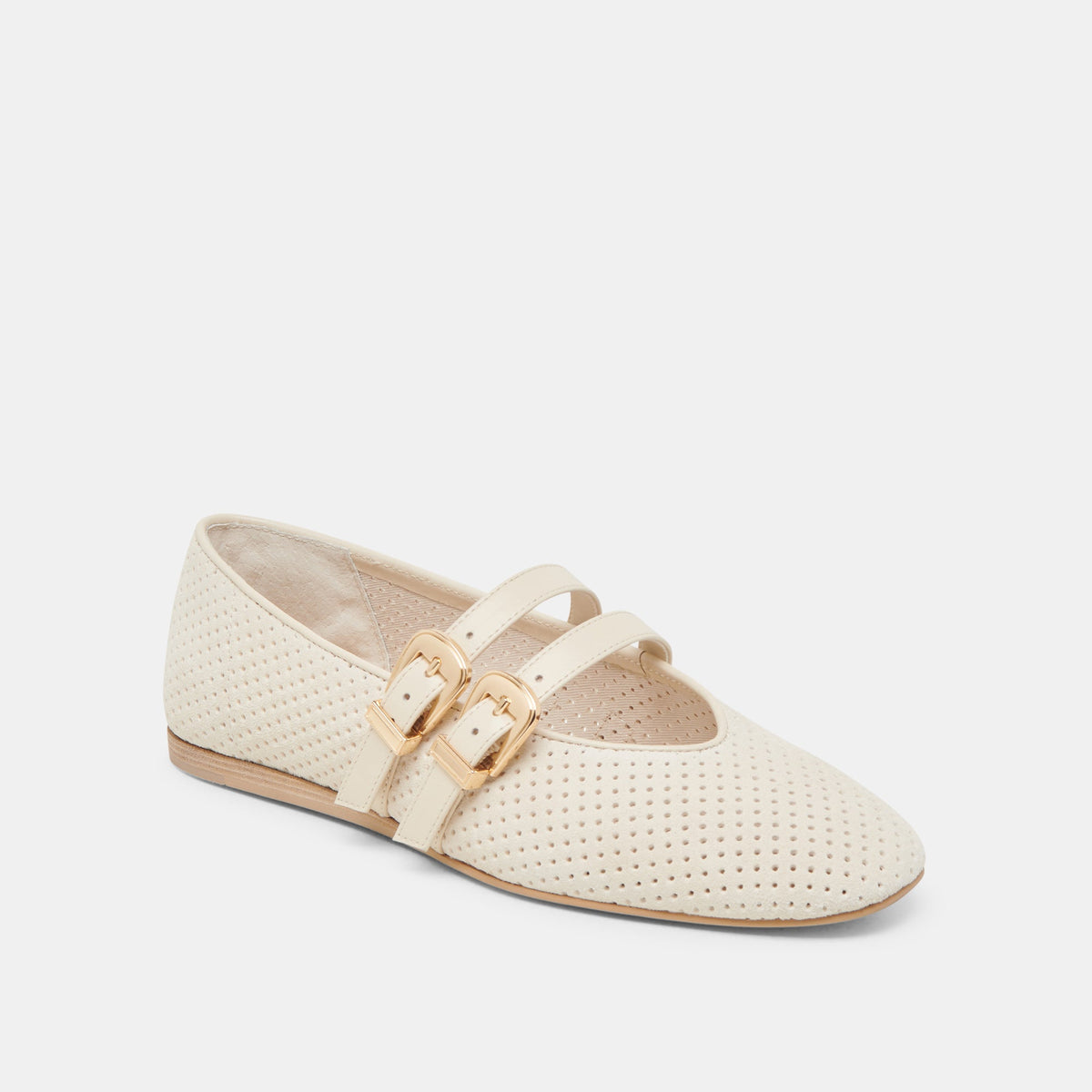 BAYLEE BALLET FLATS BONE PERFORATED SUEDE | Dolce Vita
