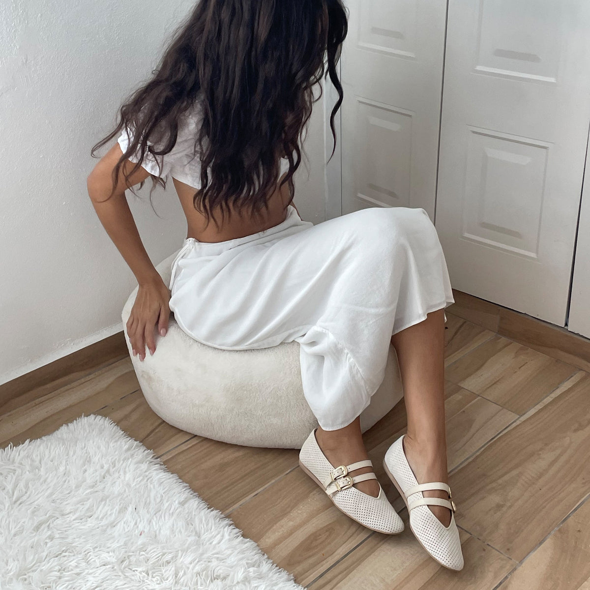 BAYLEE BALLET FLATS BONE PERFORATED SUEDE | Dolce Vita