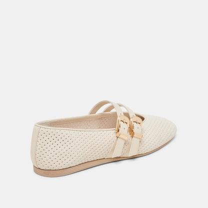 BAYLEE BALLET FLATS BONE PERFORATED SUEDE | Dolce Vita