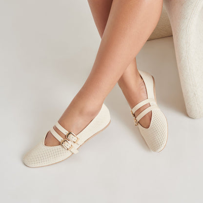 BAYLEE BALLET FLATS BONE PERFORATED SUEDE | Dolce Vita