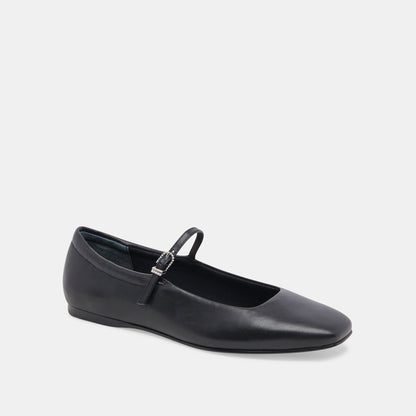 Reyes Wide Ballet Flats Black Leather | Dolce Vita