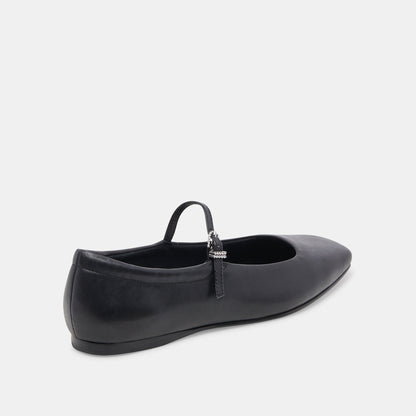 Reyes Wide Ballet Flats Black Leather | Dolce Vita
