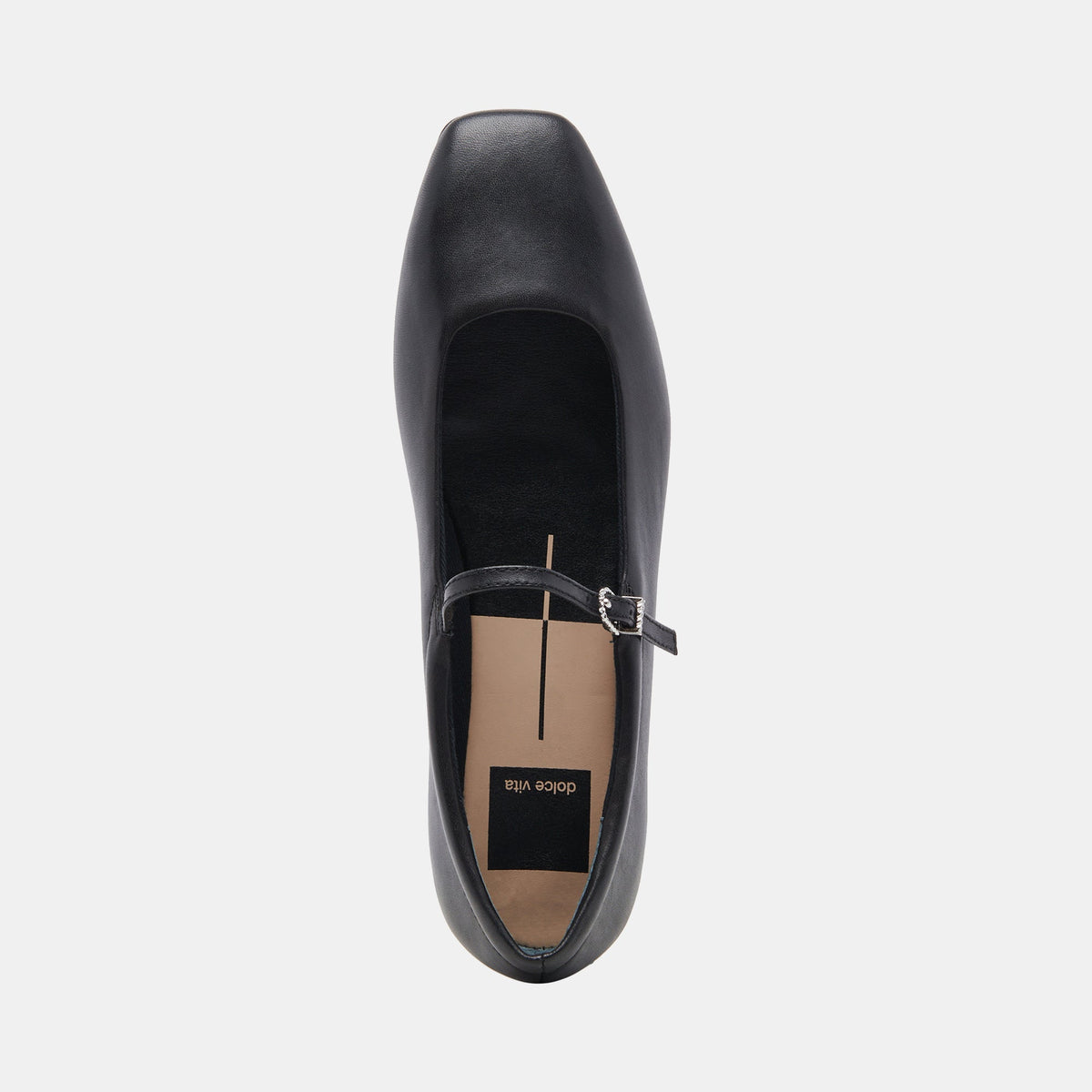 Reyes Wide Ballet Flats Black Leather | Dolce Vita