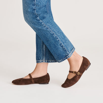 Alizza Dk Brown Suede Ballet Flats | Dolce Vita