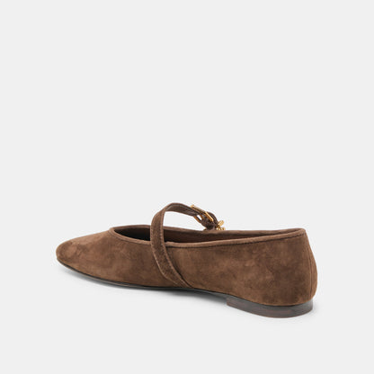 Alizza Dk Brown Suede Ballet Flats | Dolce Vita