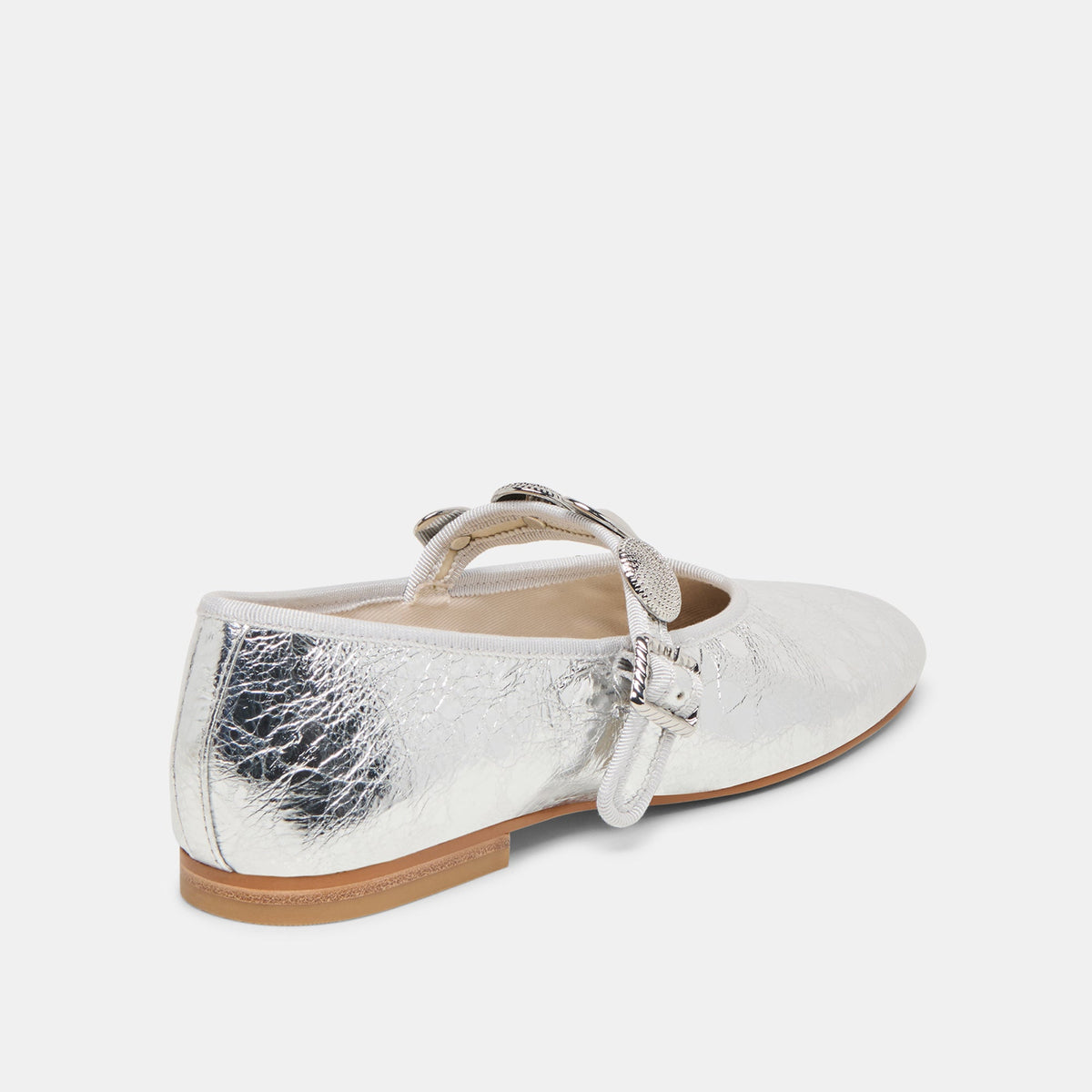 Relan Silver Distressed Leather Ballet Flats | Dolce Vita