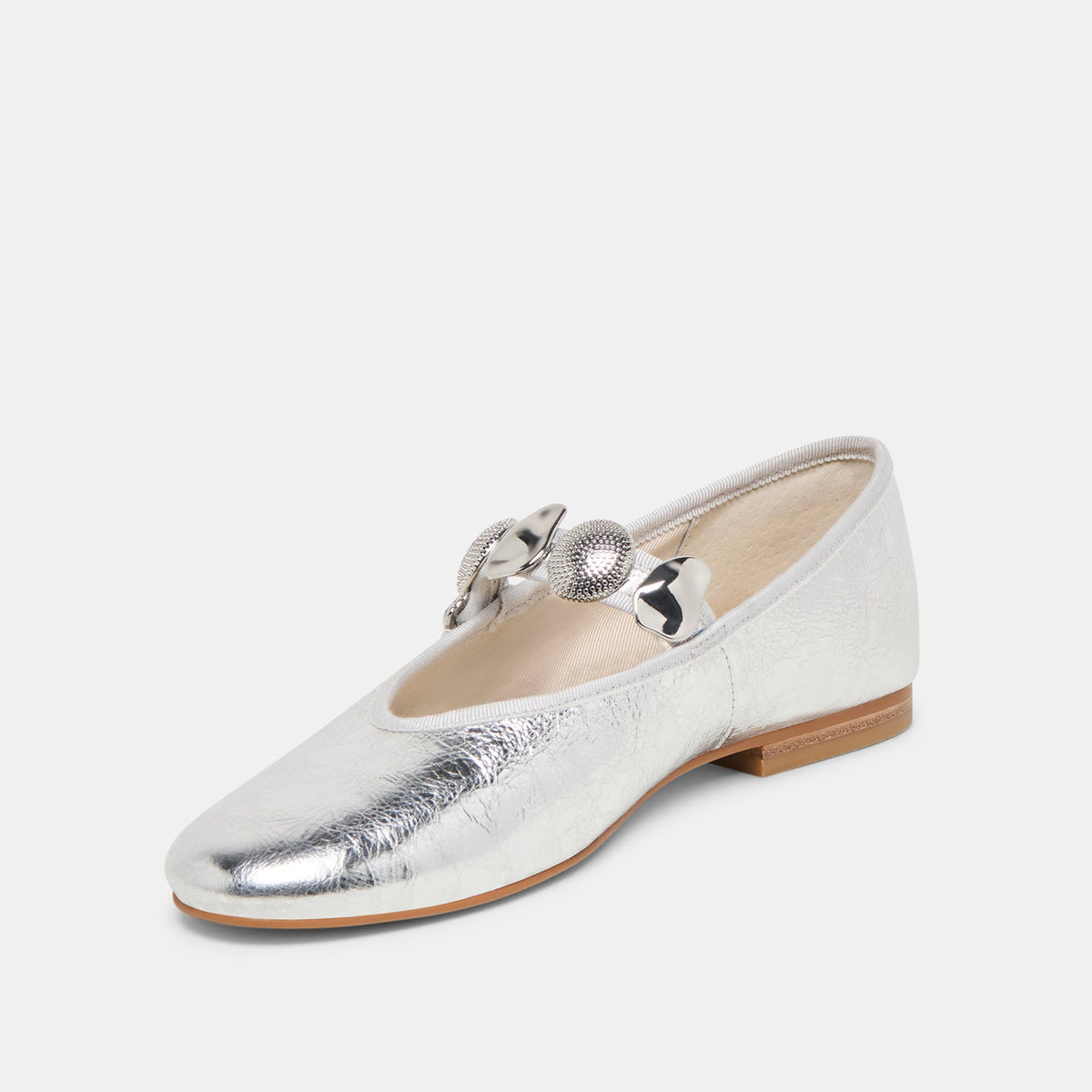 Relan Silver Distressed Leather Ballet Flats | Dolce Vita