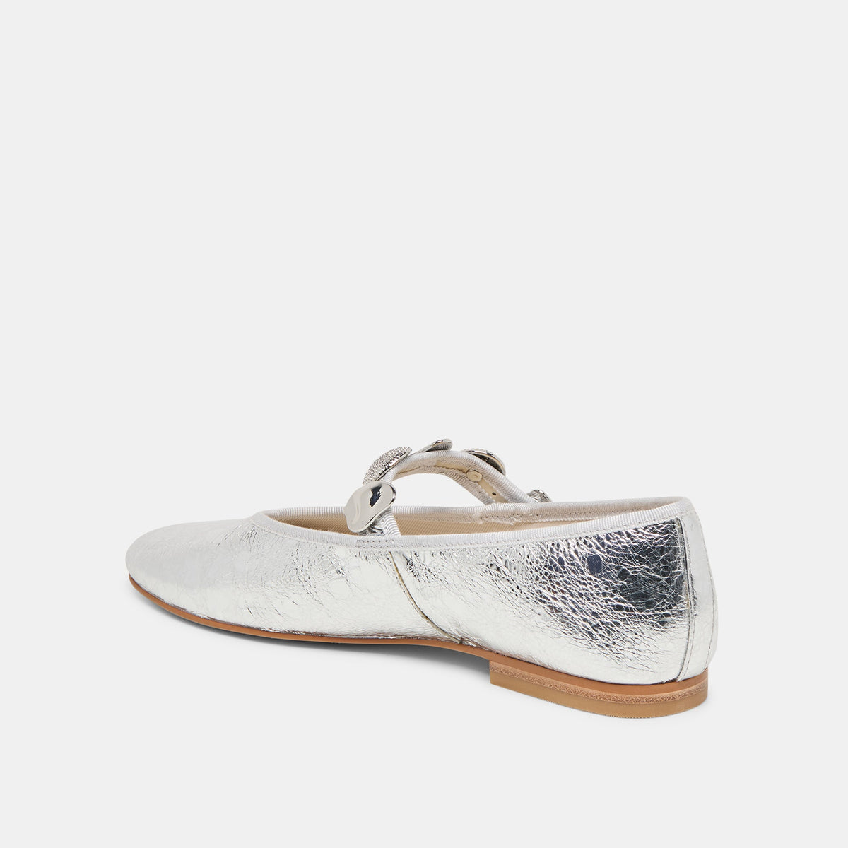 Relan Silver Distressed Leather Ballet Flats | Dolce Vita