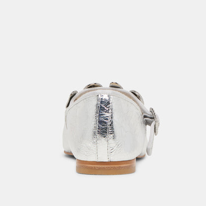 Relan Silver Distressed Leather Ballet Flats | Dolce Vita