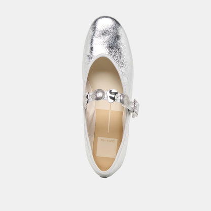 Relan Silver Distressed Leather Ballet Flats | Dolce Vita