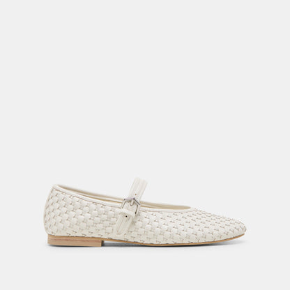 Roslyn True White Woven Leather Ballet Flats | Dolce Vita