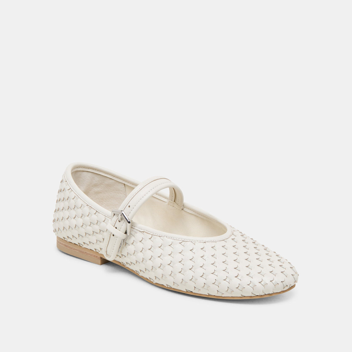 Roslyn True White Woven Leather Ballet Flats | Dolce Vita
