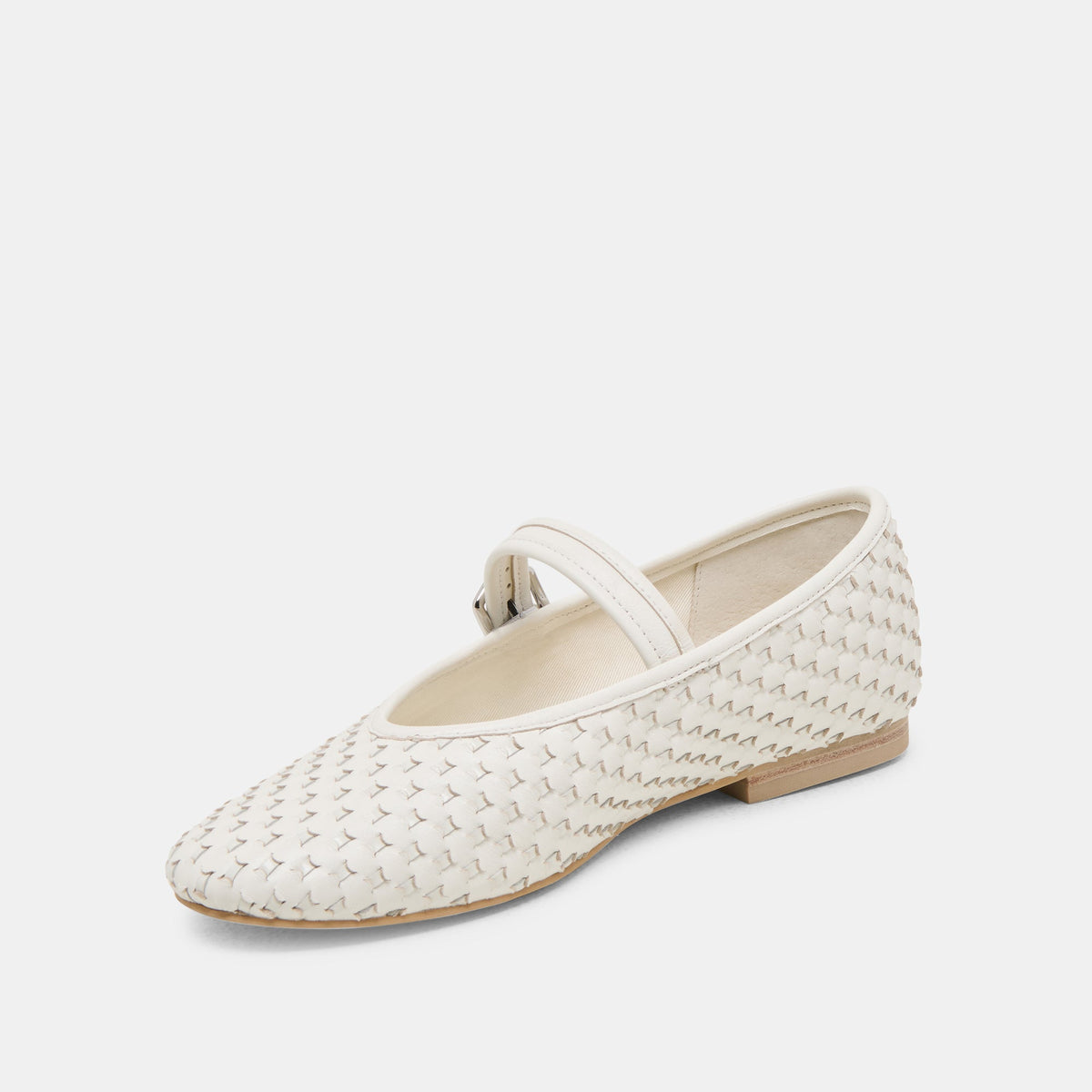 Roslyn True White Woven Leather Ballet Flats | Dolce Vita