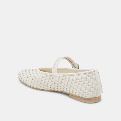Roslyn True White Woven Leather Ballet Flats | Dolce Vita