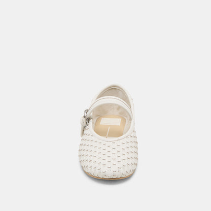 Roslyn True White Woven Leather Ballet Flats | Dolce Vita