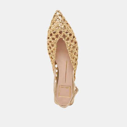 CYNDI FLATS GOLD WOVEN | Dolce Vita
