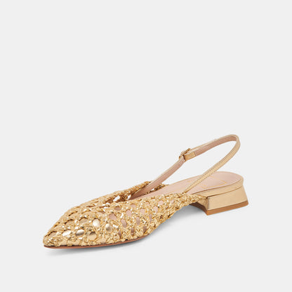 CYNDI FLATS GOLD WOVEN | Dolce Vita