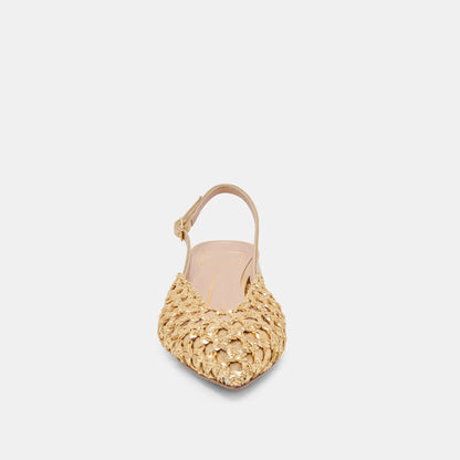CYNDI FLATS GOLD WOVEN | Dolce Vita
