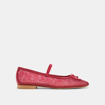 CADEL BALLET FLATS CRIMSON MESH | Dolce Vita