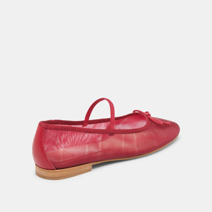 CADEL BALLET FLATS CRIMSON MESH | Dolce Vita