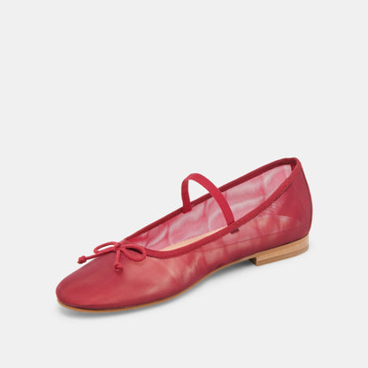 CADEL BALLET FLATS CRIMSON MESH | Dolce Vita