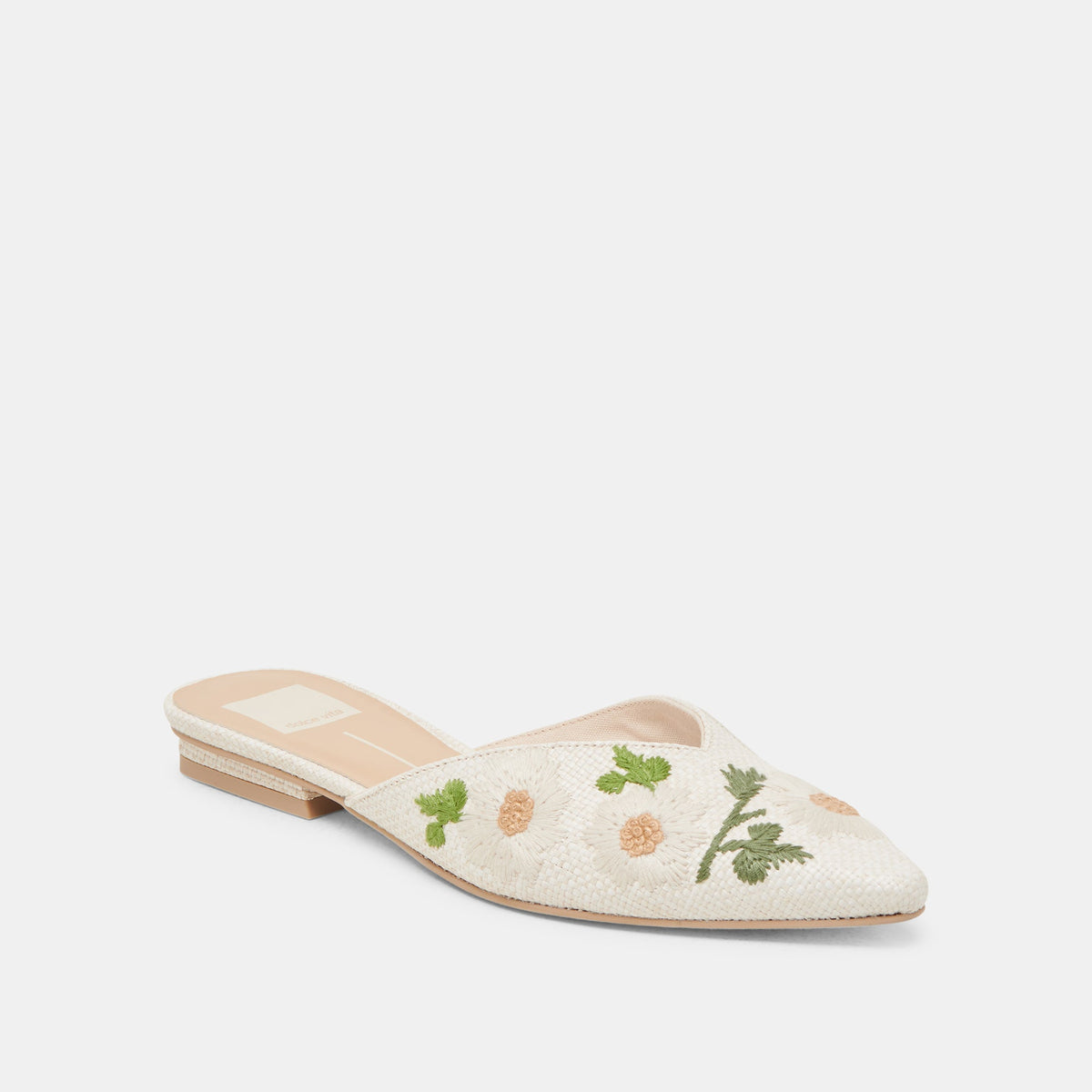 ELM FLATS WHITE FLORAL RAFFIA | Dolce Vita