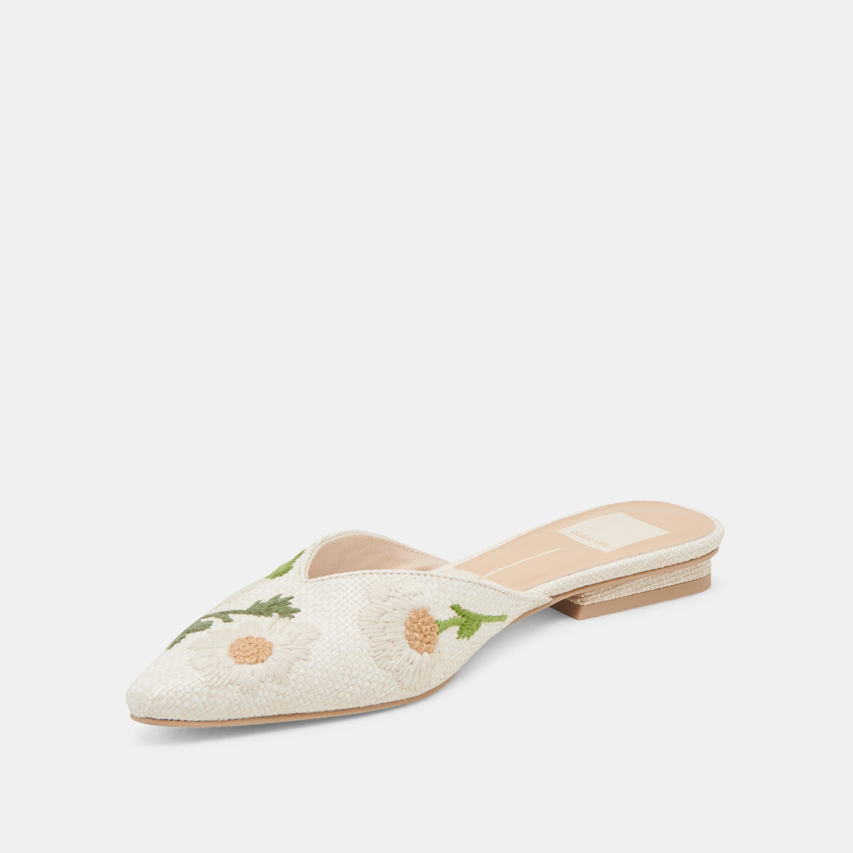 ELM FLATS WHITE FLORAL RAFFIA | Dolce Vita