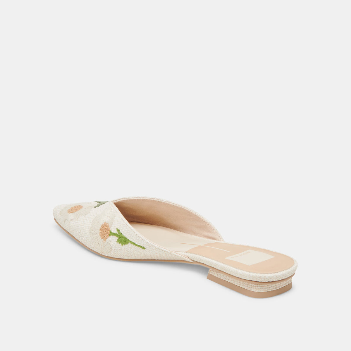 ELM FLATS WHITE FLORAL RAFFIA | Dolce Vita