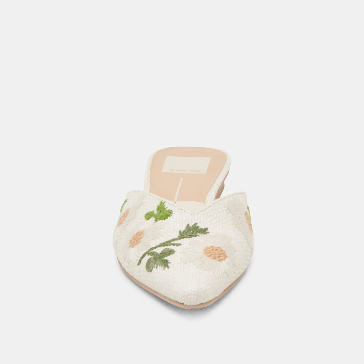 ELM FLATS WHITE FLORAL RAFFIA | Dolce Vita