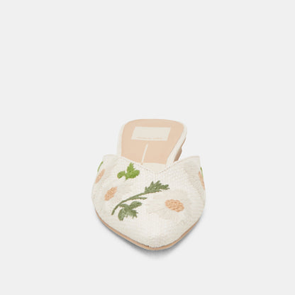 ELM FLATS WHITE FLORAL RAFFIA | Dolce Vita