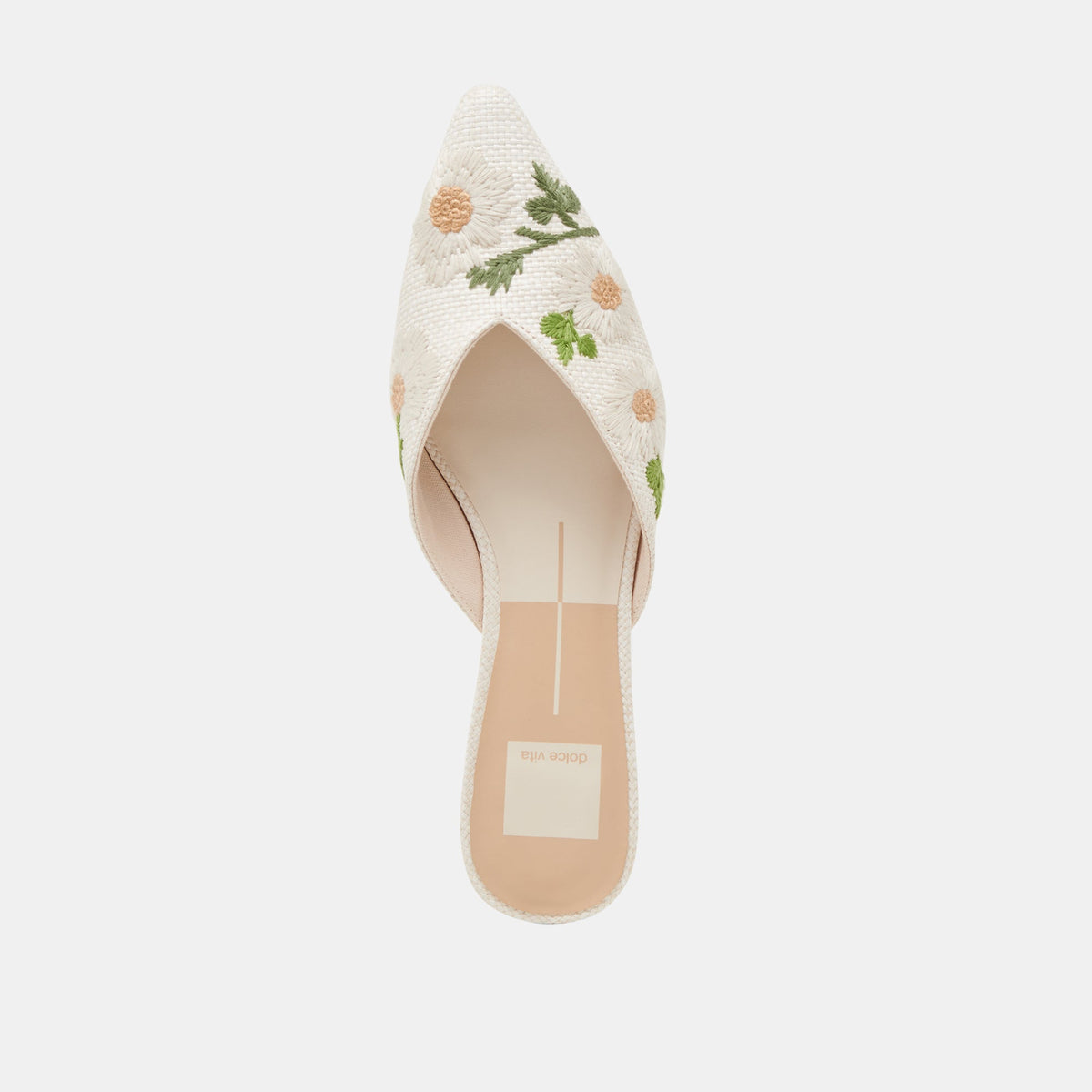 ELM FLATS WHITE FLORAL RAFFIA | Dolce Vita