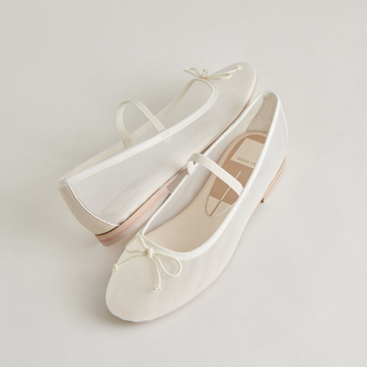 CADEL BALLET FLATS IVORY MESH | Dolce Vita