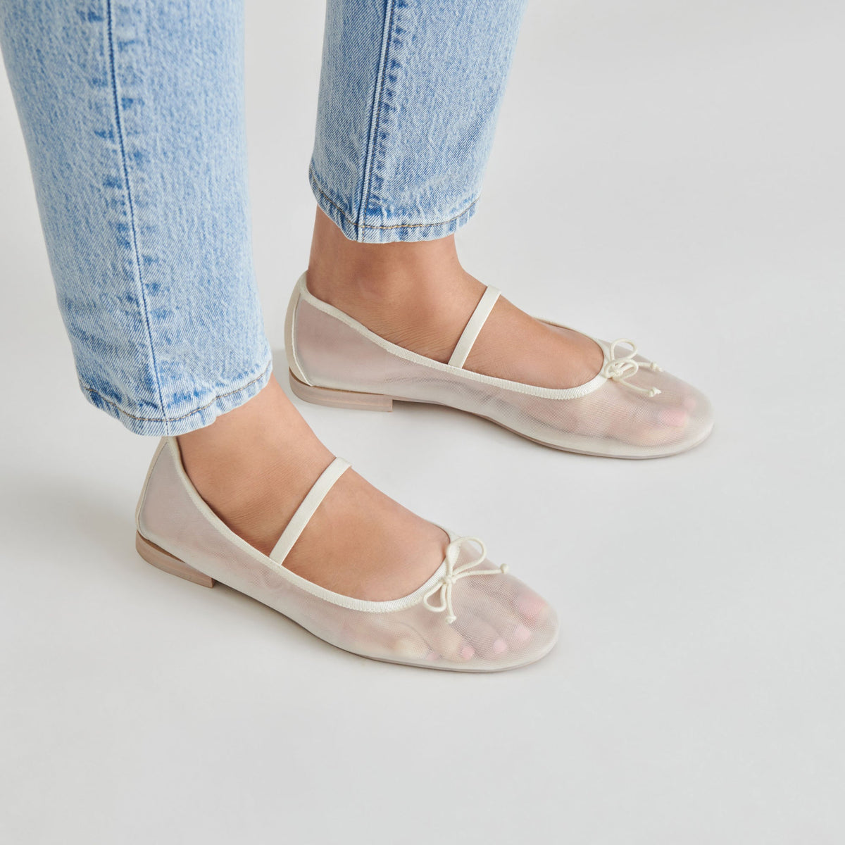 CADEL BALLET FLATS IVORY MESH | Dolce Vita