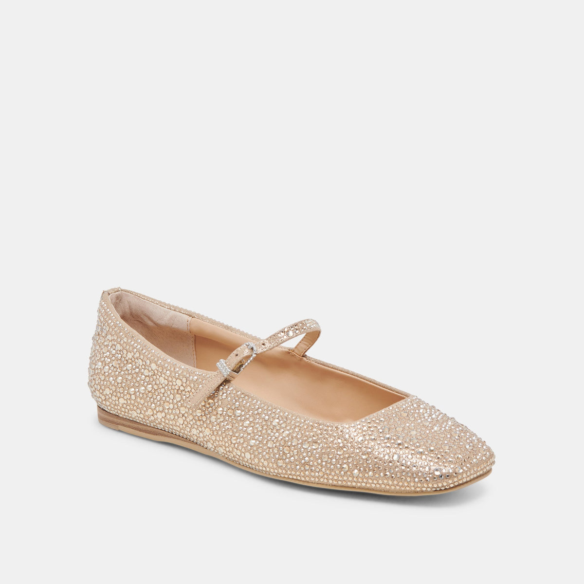 REYES CRYSTAL BALLET FLATS LIGHT GOLD CRYSTAL | Dolce Vita