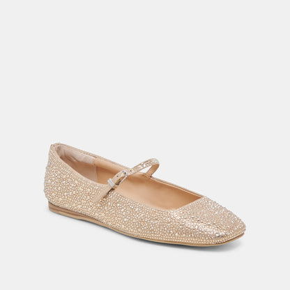 REYES CRYSTAL BALLET FLATS LIGHT GOLD CRYSTAL | Dolce Vita