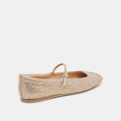 REYES CRYSTAL BALLET FLATS LIGHT GOLD CRYSTAL | Dolce Vita