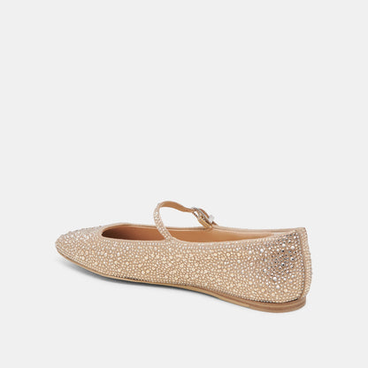 REYES CRYSTAL BALLET FLATS LIGHT GOLD CRYSTAL | Dolce Vita