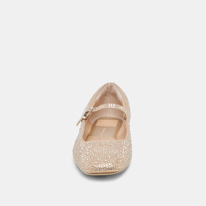 REYES CRYSTAL BALLET FLATS LIGHT GOLD CRYSTAL | Dolce Vita