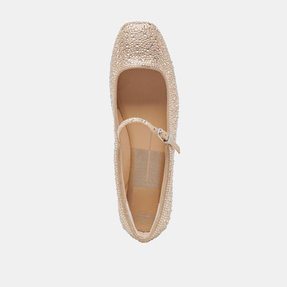 REYES CRYSTAL BALLET FLATS LIGHT GOLD CRYSTAL | Dolce Vita