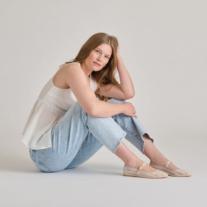 TAMEKA BALLET FLATS BONE STRIPE MESH | Dolce Vita