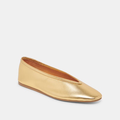 Braidy Gold Metallic Leather Ballet Flats | Dolce Vita