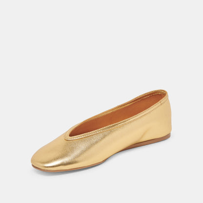 Braidy Gold Metallic Leather Ballet Flats | Dolce Vita