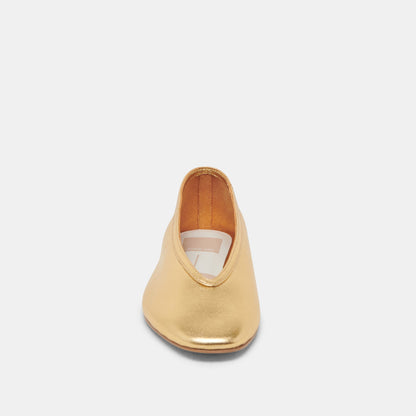 Braidy Gold Metallic Leather Ballet Flats | Dolce Vita